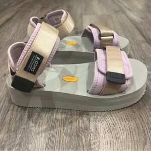 Suicoke Vibram CEL VPO Platform Sandals Pink / Beige Womens 8 Shoe